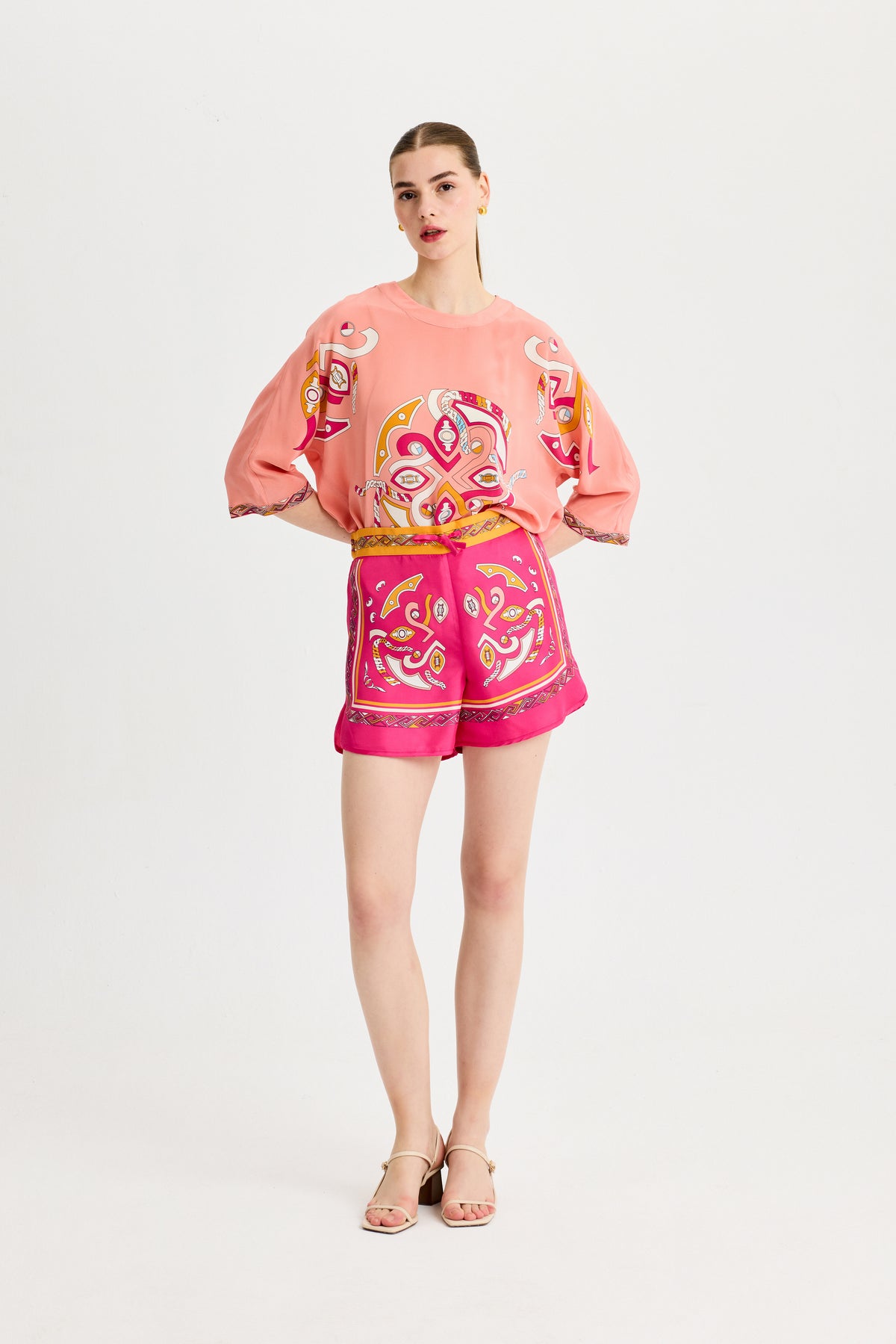 Pink Zeugma Linen Shorts