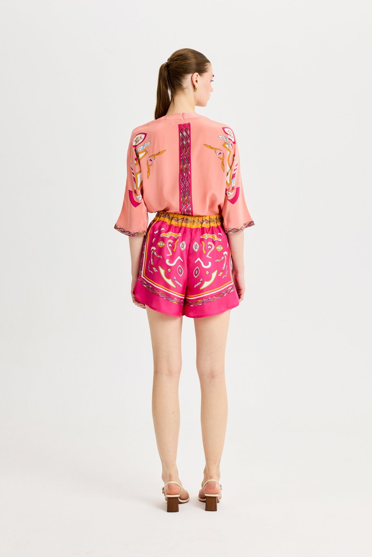 Pink Zeugma Linen Shorts