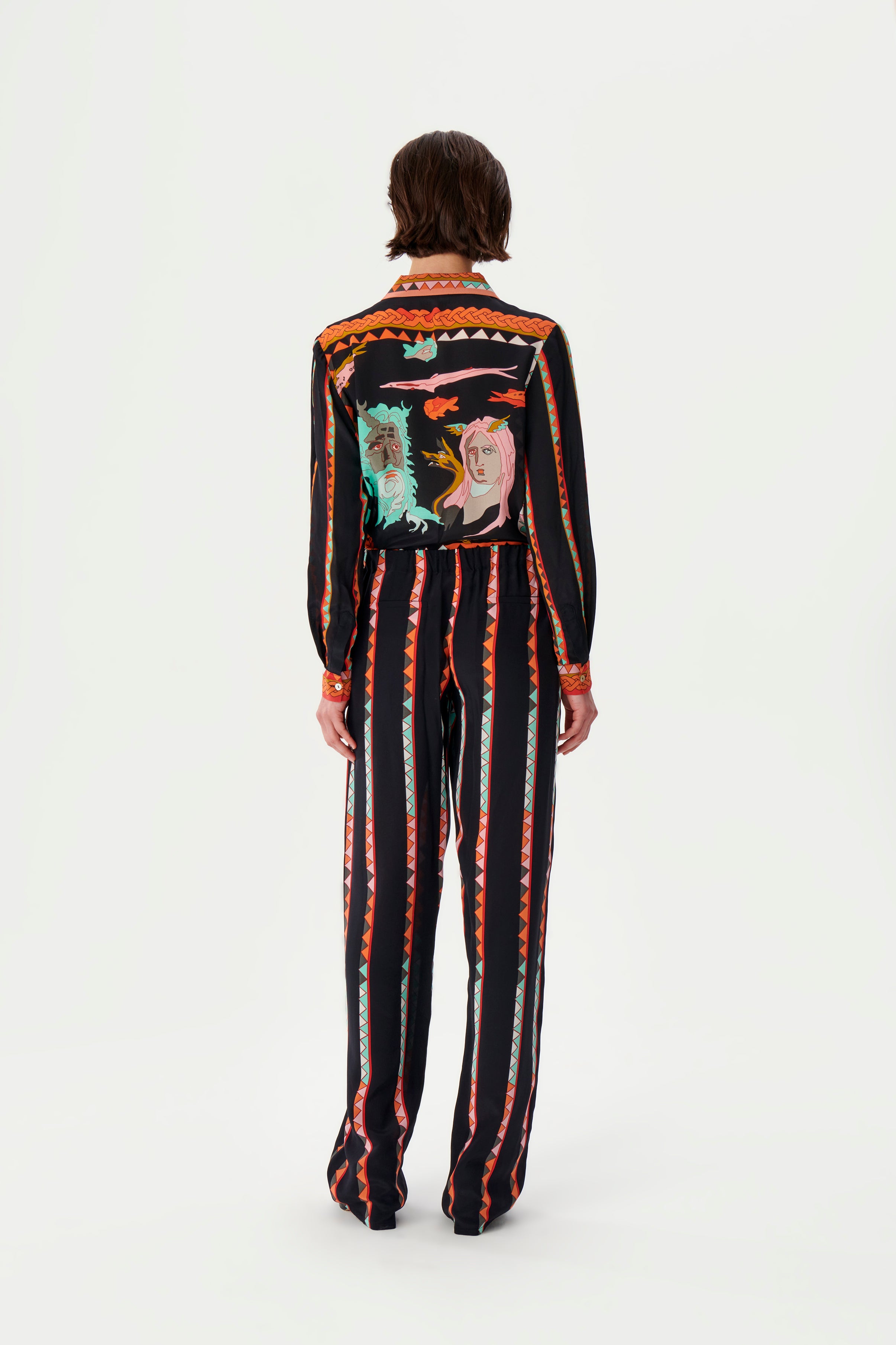 Zeugma Silk Pants-Black Faces