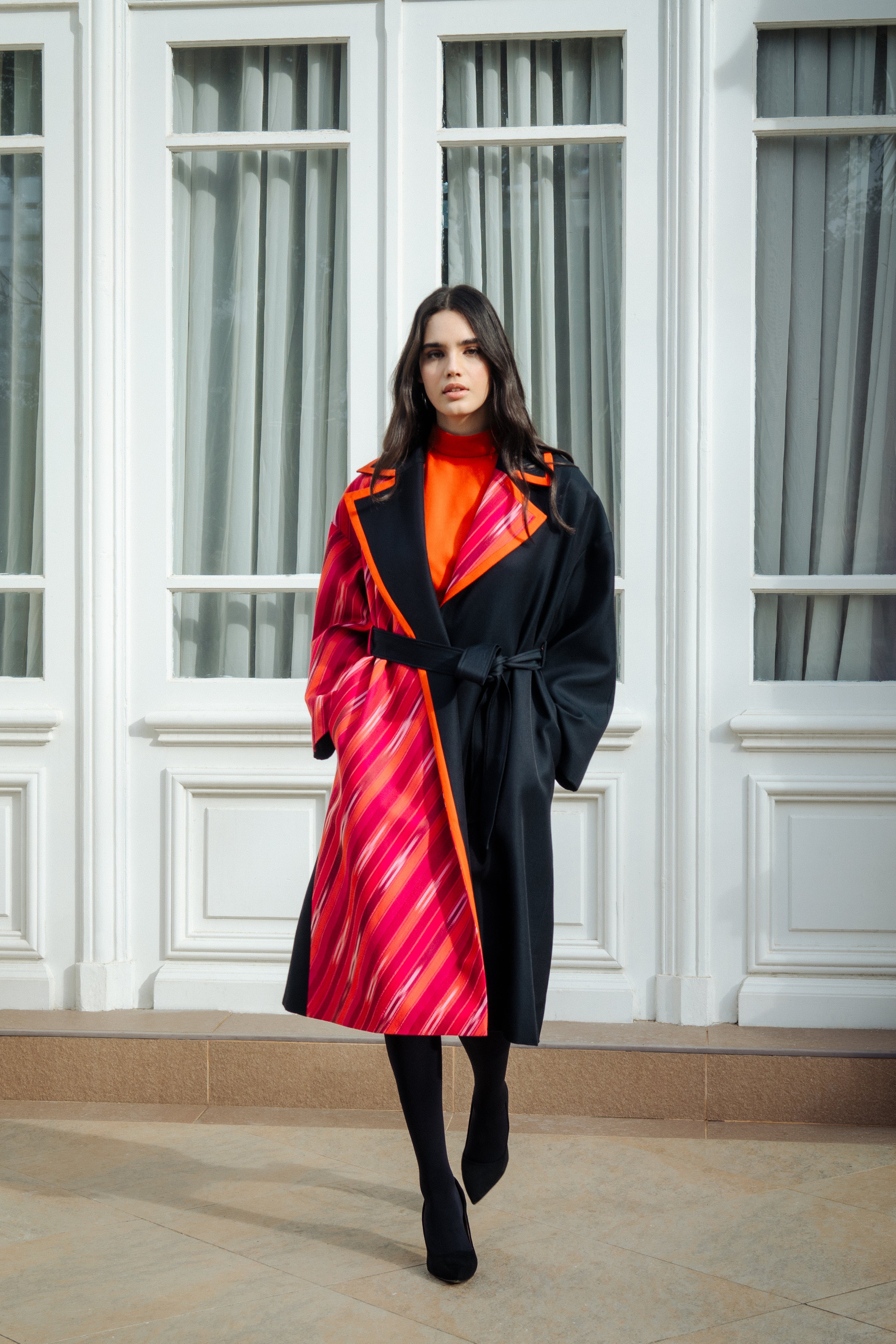 Pink Oblique Detailed Kutnu Trench Coat
